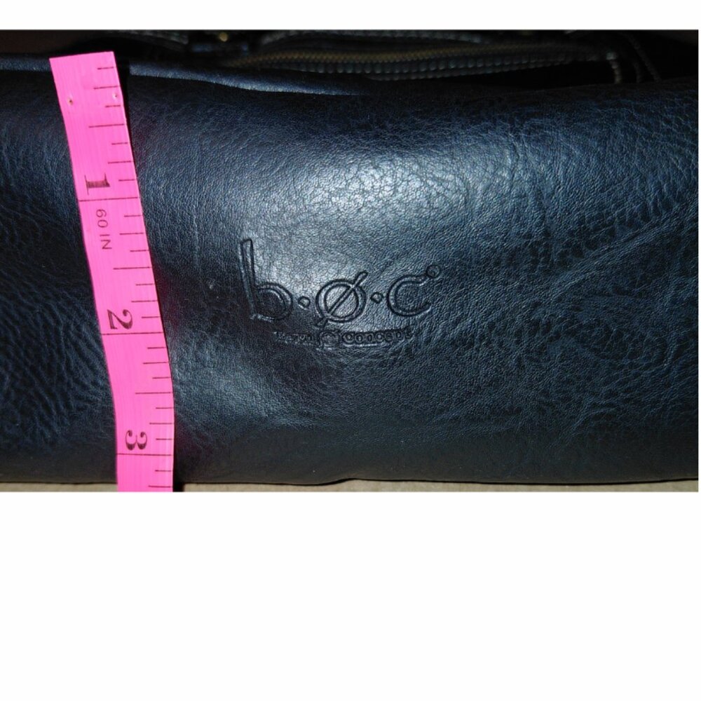 BOC Born Shoulder Purse Bag Flap Zipper Bucket Black Faux Leather - Picture 13 of 13